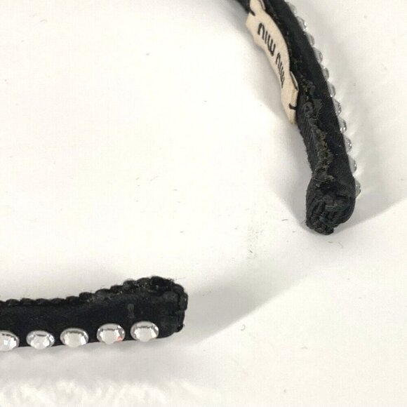 Auth MIUMIU ribbon rhinestone ribbon hair accessories headband hair band - Picture 10 of 11